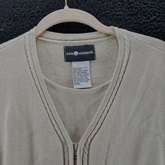 Sag Harbor Womens Sweater Beige Size Small Ramie Blend Tank Sewn In Zipper Close - Picture 9 of 12